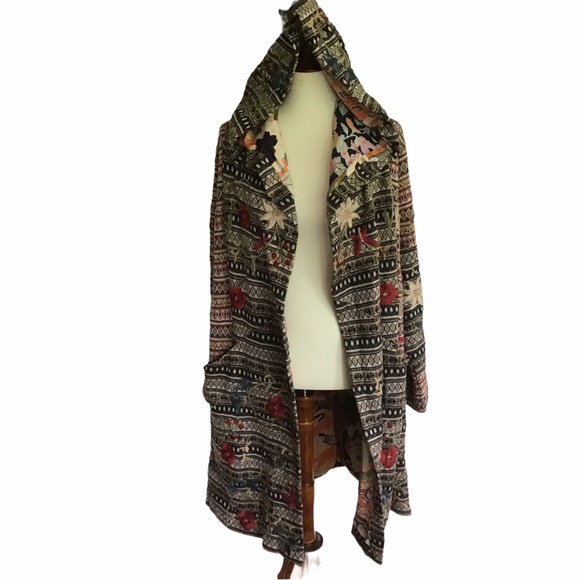 Johnny Was BIYA Dana Patchwork Hoodie Duster Large - Picture 4 of 13